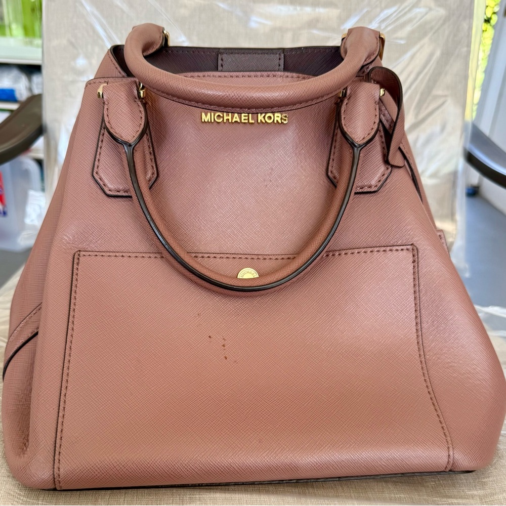 Michael Kors  Saffiano
Leather Satchel  rose gold